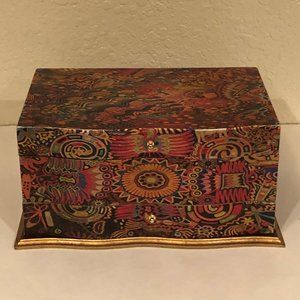 Decoupage Jewelry Box, "Huichol Enchantment"